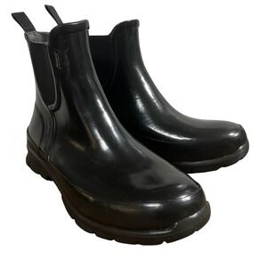 Bogs Amanda Slip Boot Black Rubber Waterproof Chelsea Rain Boots Womens Size 7